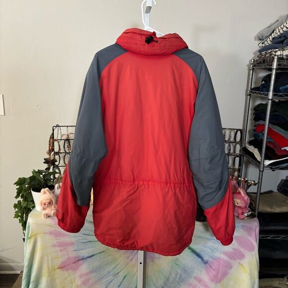 LL BEAN size large men’s Red and Gray Outdoor Jacket packable hood - Picture 7 of 10